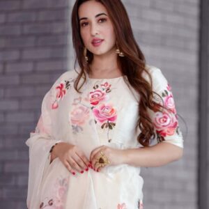 Georgette Elegance: 3-Piece Stitched Gown Set for Stylish Women